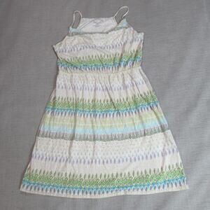 Sonoma Dress Womens Size Large Cream Graphic Spaghetti Strap Blouson Cottagecore